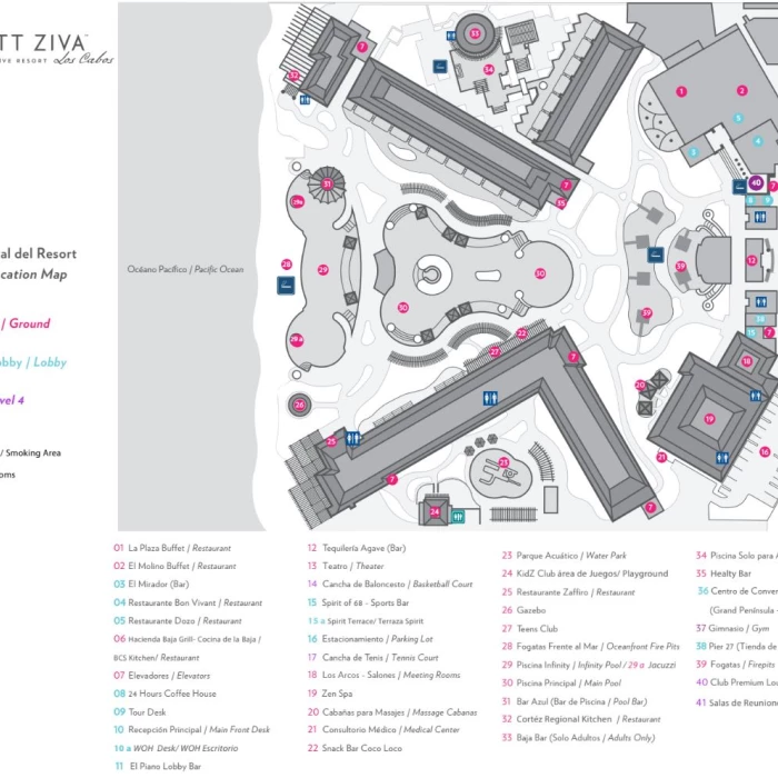 Resort map of Hyatt Ziva Los Cabos