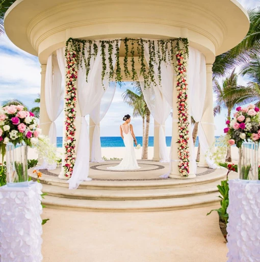 Bride at the Hyatt Ziva Los Cabos Wedding Gazebo venue