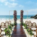 Wedding ceremony decor on the beach wedding venue at Hyatt Ziva Puerto Vallarta