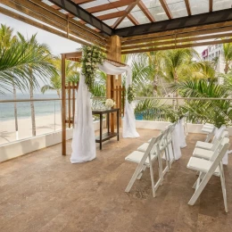 Ceremony decor in Hyghlightz Sports Bar Terrace at Hyatt Ziva Puerto Vallarta