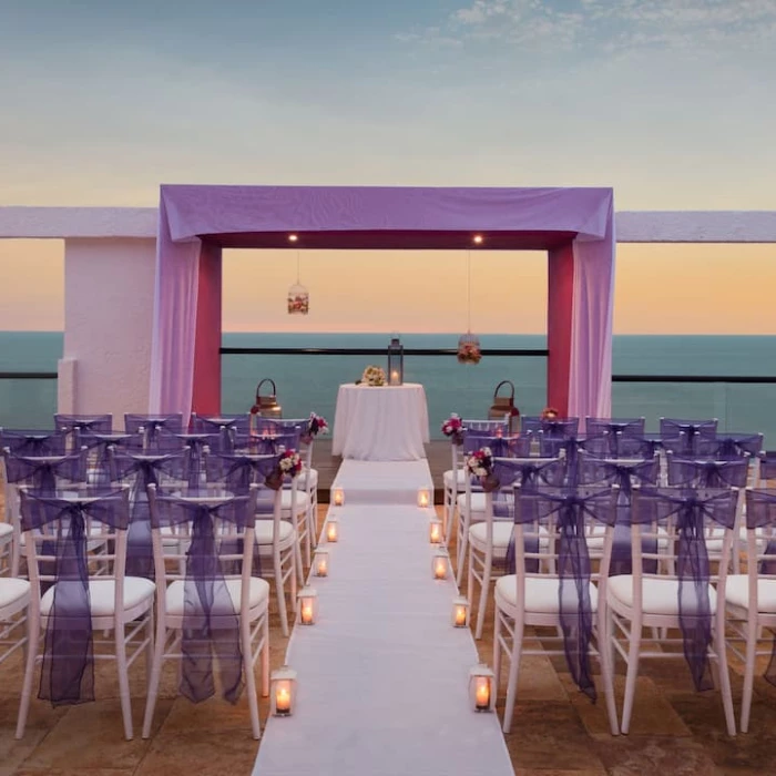 Ceremony decor in Sky terrace wedding venue at Hyatt Ziva Puerto Vallarta