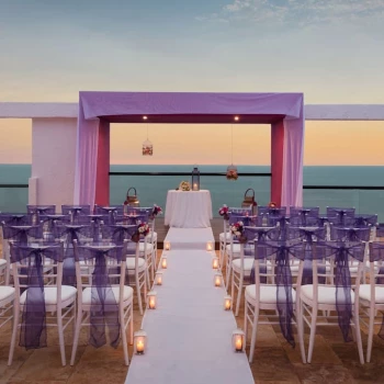 Ceremony decor in Sky terrace wedding venue at Hyatt Ziva Puerto Vallarta