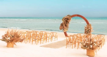 Ceremony decor on the beach at Hyatt Ziva Riviera Cancun