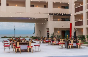Dinner reception on the infinity pool at Hyatt Ziva Riviera Cancun