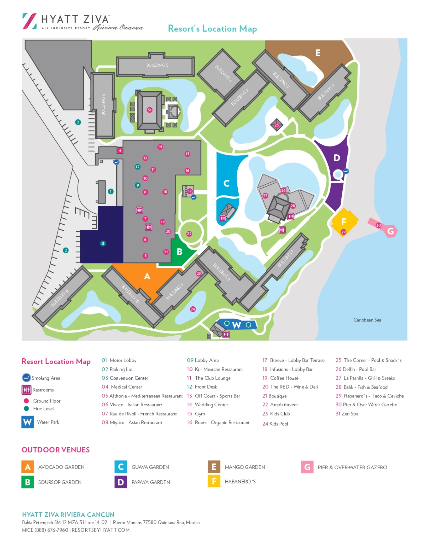 Hyatt Ziva Riviera Cancun resort map