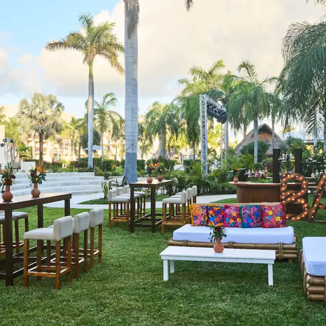 Hyatt Ziva Riviera Cancun cocktail setup at mice garden