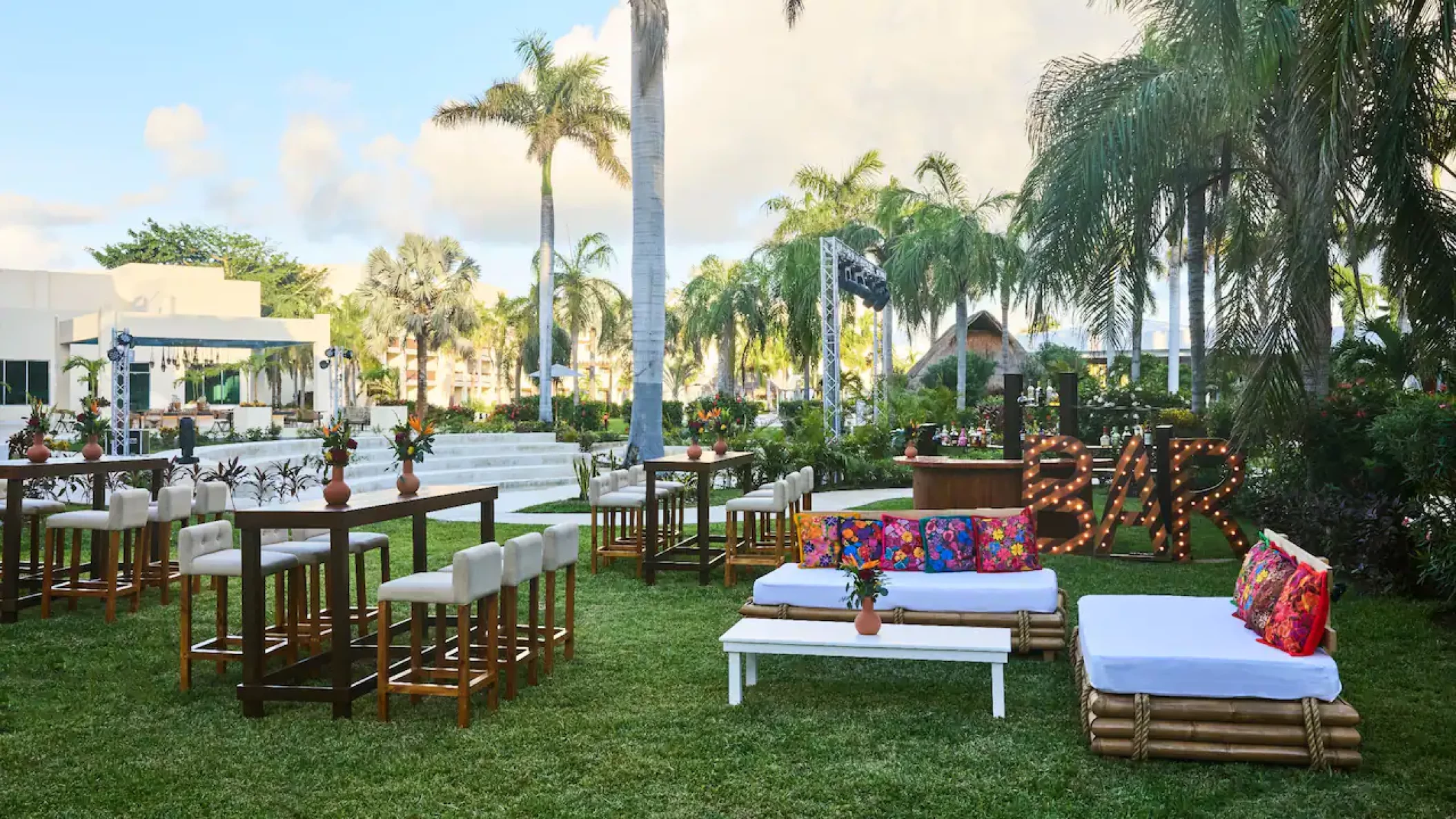 Hyatt Ziva Riviera Cancun cocktail setup at mice garden