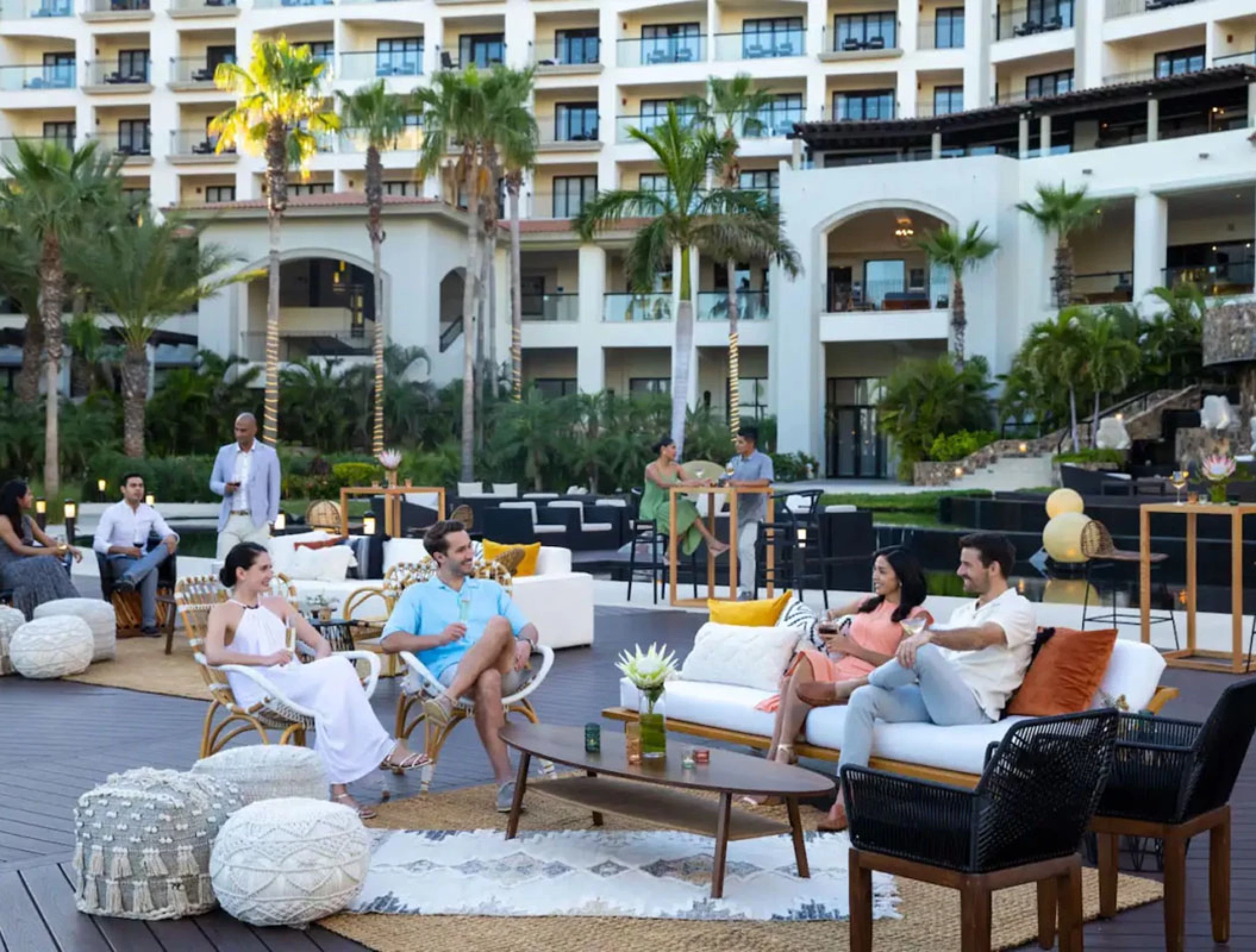 Wedding Guests on a cocktail at Hyatt Ziva Los Cabos.