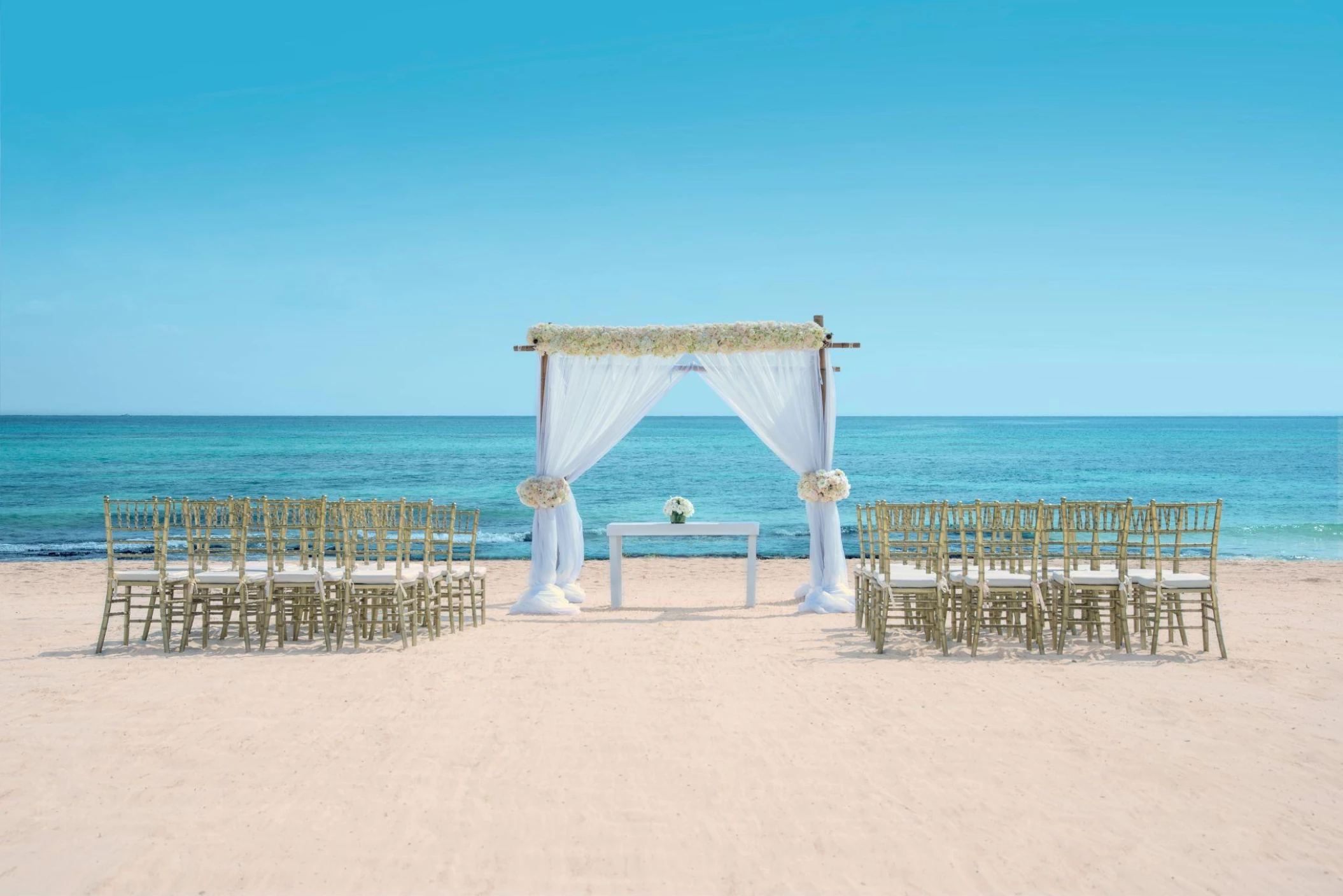Grand Beach venue wedding ceremony at Iberostar Grand Paraiso