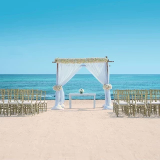 Grand Beach venue wedding ceremony at Iberostar Grand Paraiso