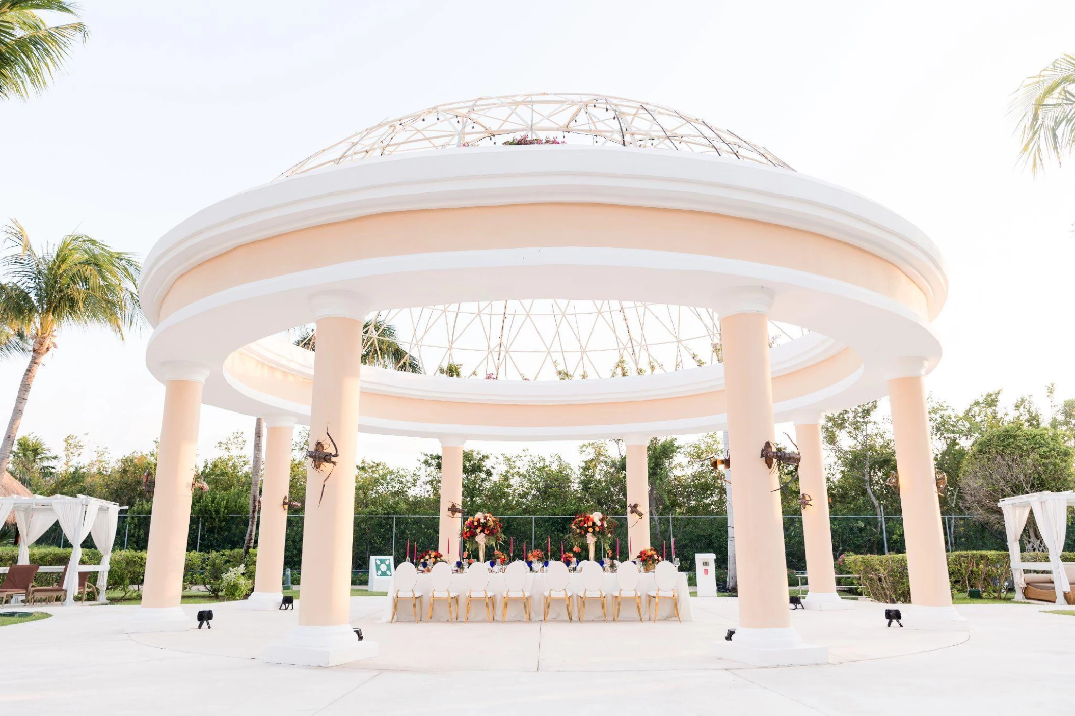 Dinner reception in Stone gazebo venue at Iberostar Grand Paraiso