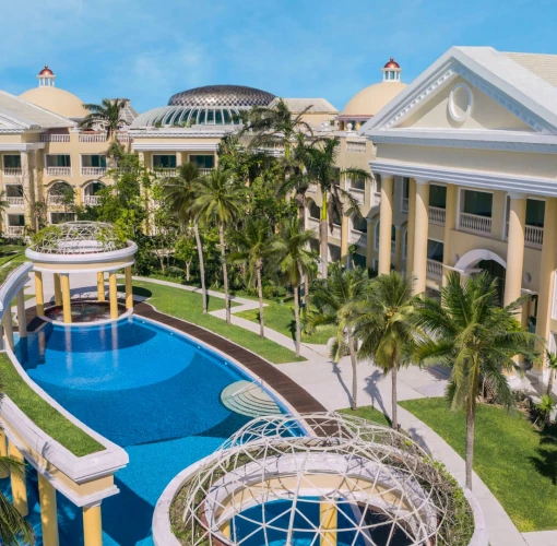 Iberostar Grand Paraiso wedding chapel beside room arial view