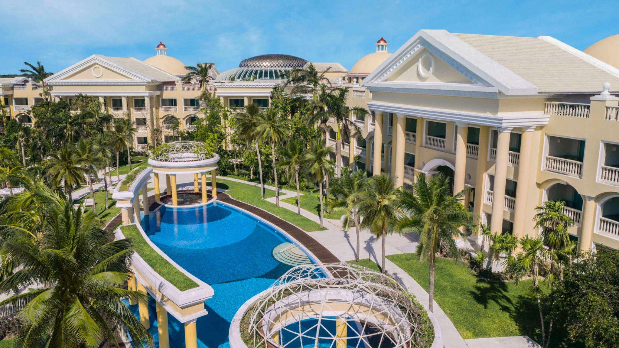 Iberostar Grand Paraiso wedding chapel beside room arial view