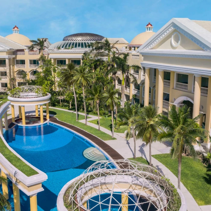 Iberostar Grand Paraiso wedding chapel beside room arial view