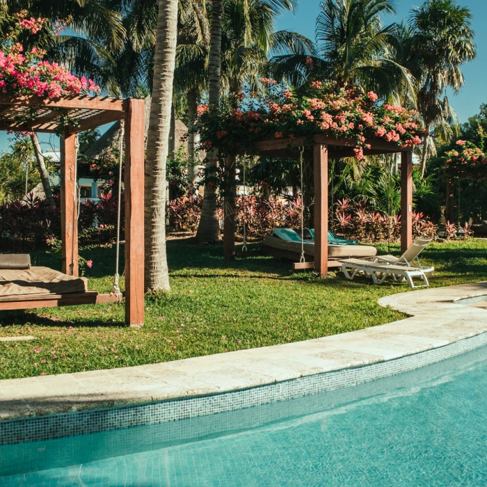 Iberostar Paraiso Beach pool gazebo with day beds