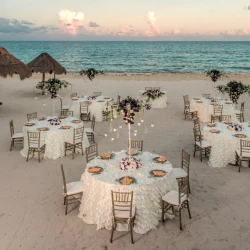 Dinner reception in beach venue at iberostar selection paraiso lindo and Iberostar selection paraiso maya suites