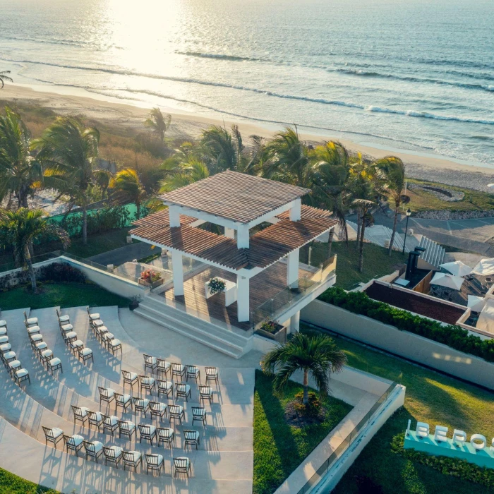 Ceremony decor on the white sand gazebo at Iberostar Selection Playa Mita