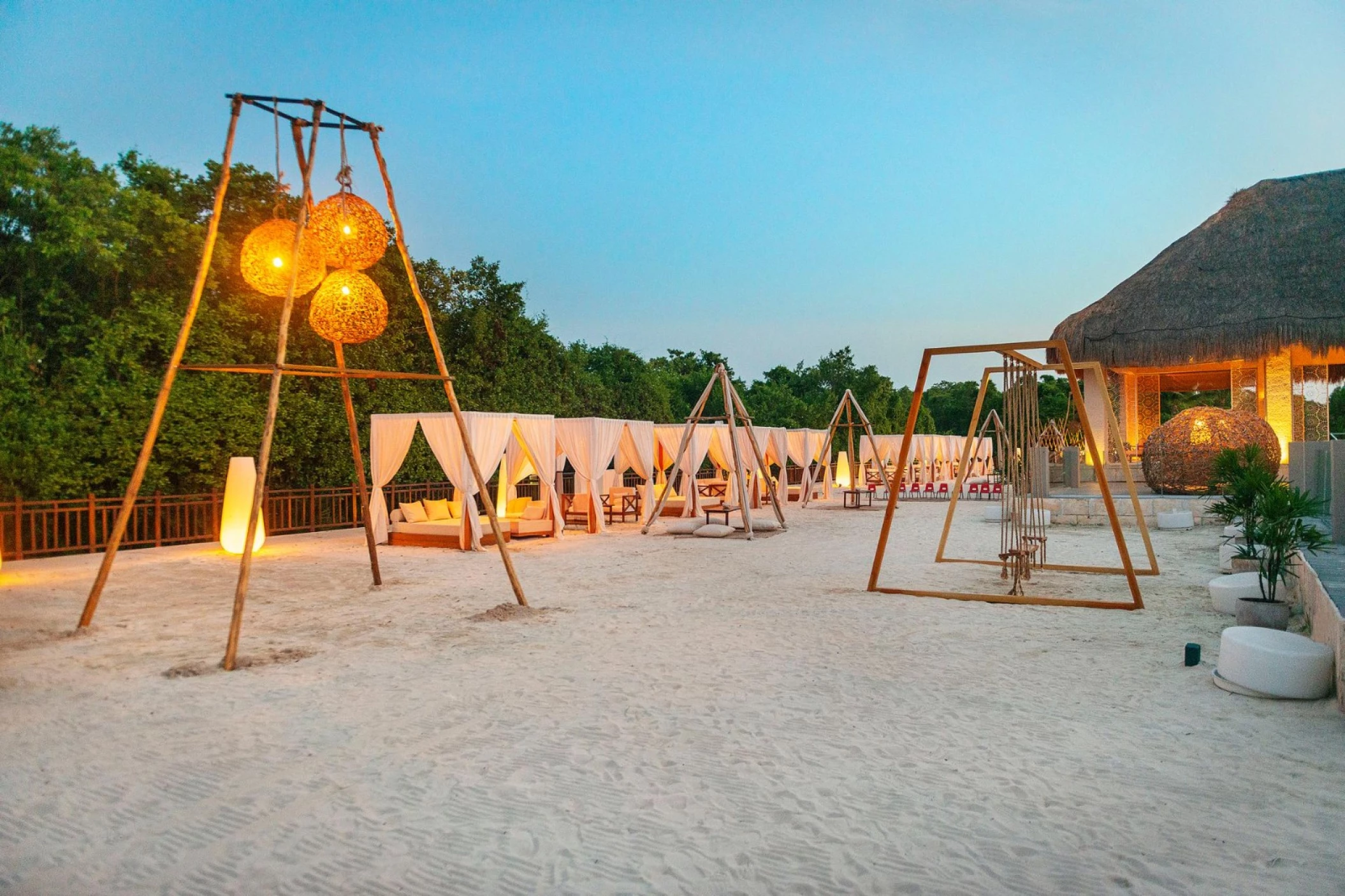 Paradises outdoor wedding reception venue with day beds