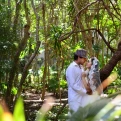 Couple at the garden wedding venue at Kore Tulum Retreat and Spa