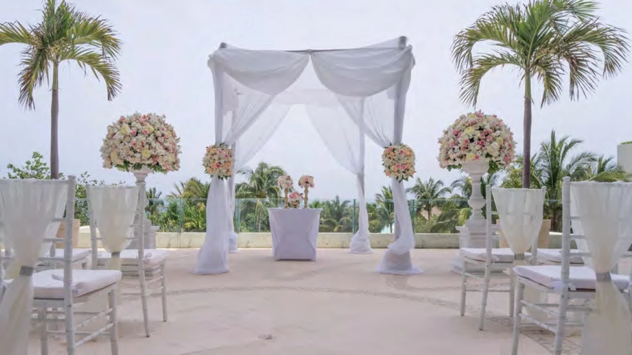 Ceremony decor on ego terrace at live aqua beach resort terrace