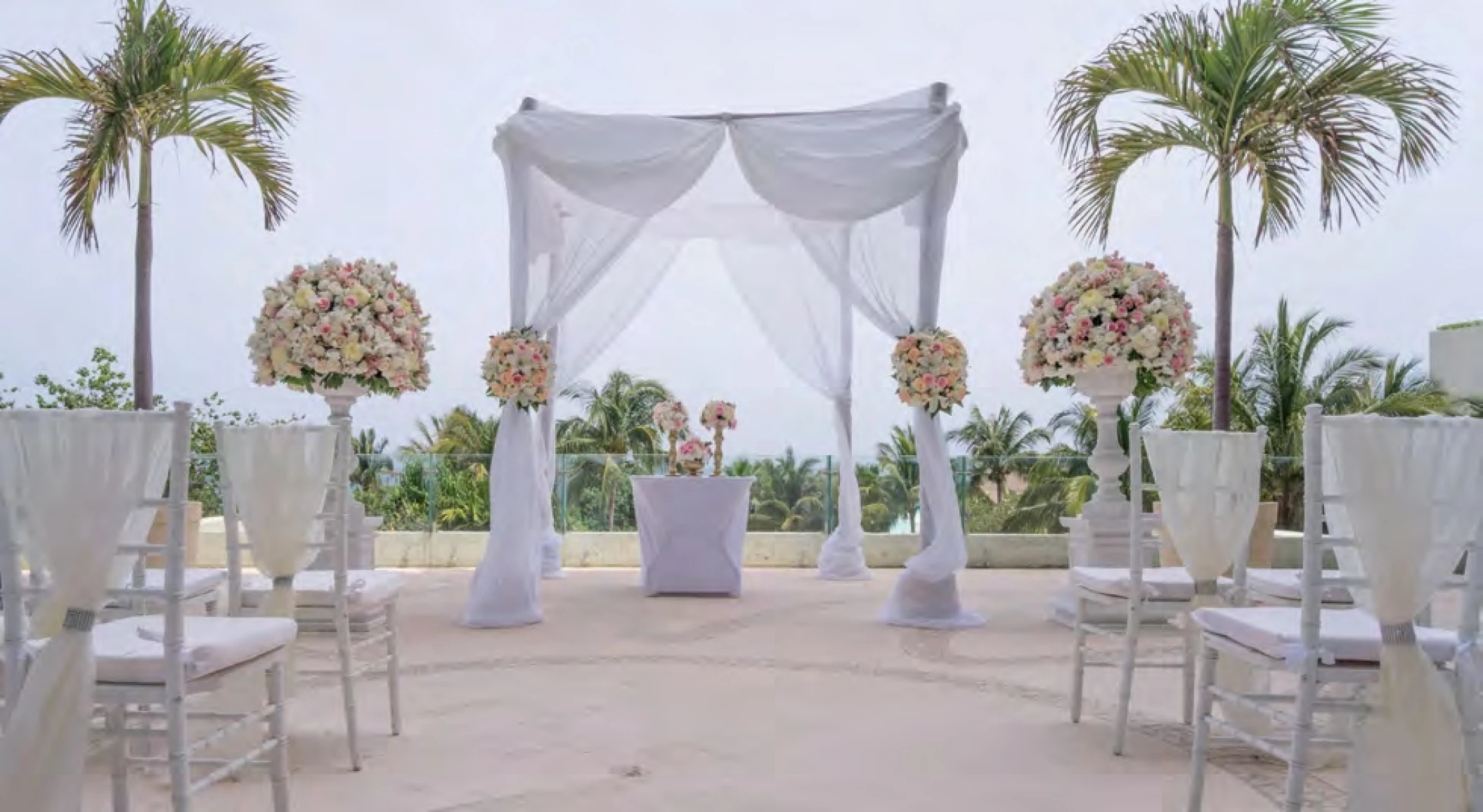 Ceremony decor on ego terrace at live aqua beach resort terrace