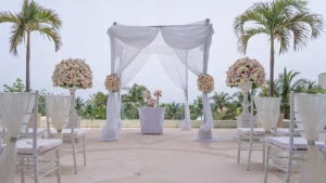 Ceremony decor on ego terrace at live aqua beach resort terrace