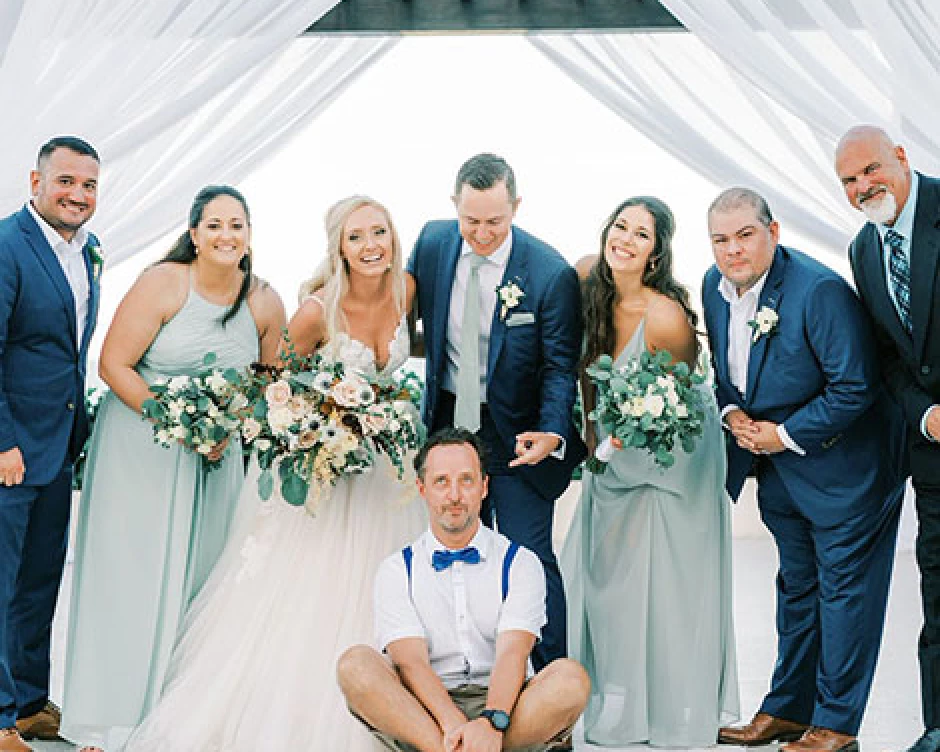 Wedding Party having fun after ceremony