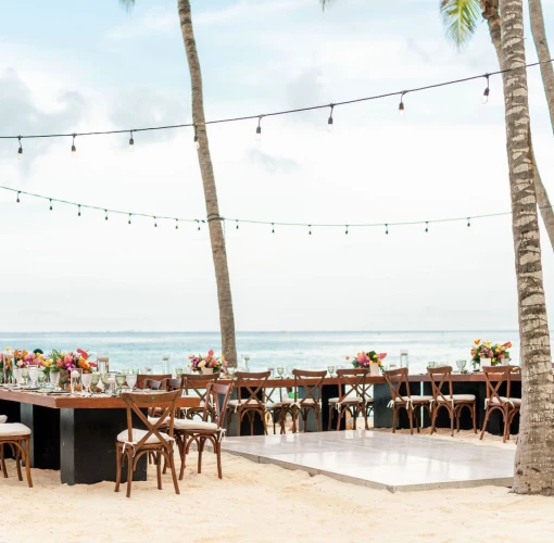 Dinner reception on the beach at Mahekal Beach Resort