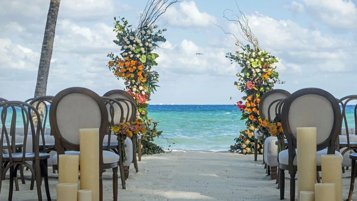 Ceremony in the beach at Mahekal Beach Resort