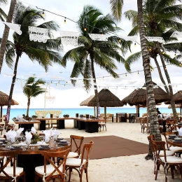 Dinner reception on the beach at Mahekal Beach Resort