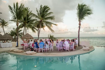 Dinner reception in the poolside at Mahekal Beach Resort