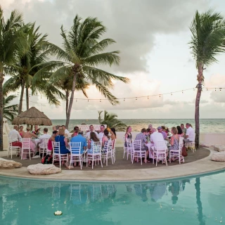 Dinner reception in the poolside at Mahekal Beach Resort