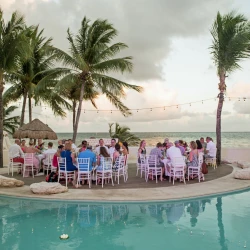 Dinner reception in the poolside at Mahekal Beach Resort