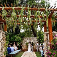 Ceremony in the garden at Mahekal Beach Resort