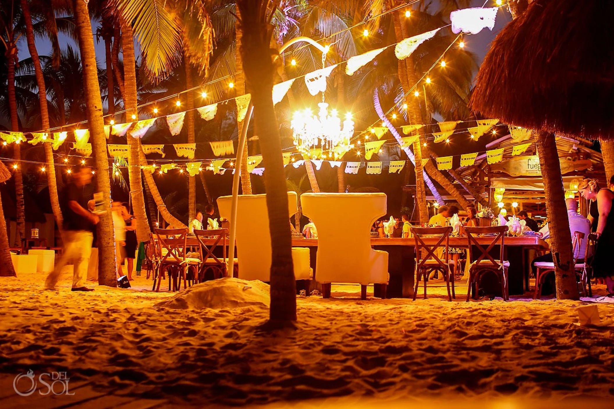 Dinner reception on the beach at Mahekal Beach Resort