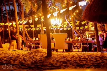 Dinner reception on the beach at Mahekal Beach Resort