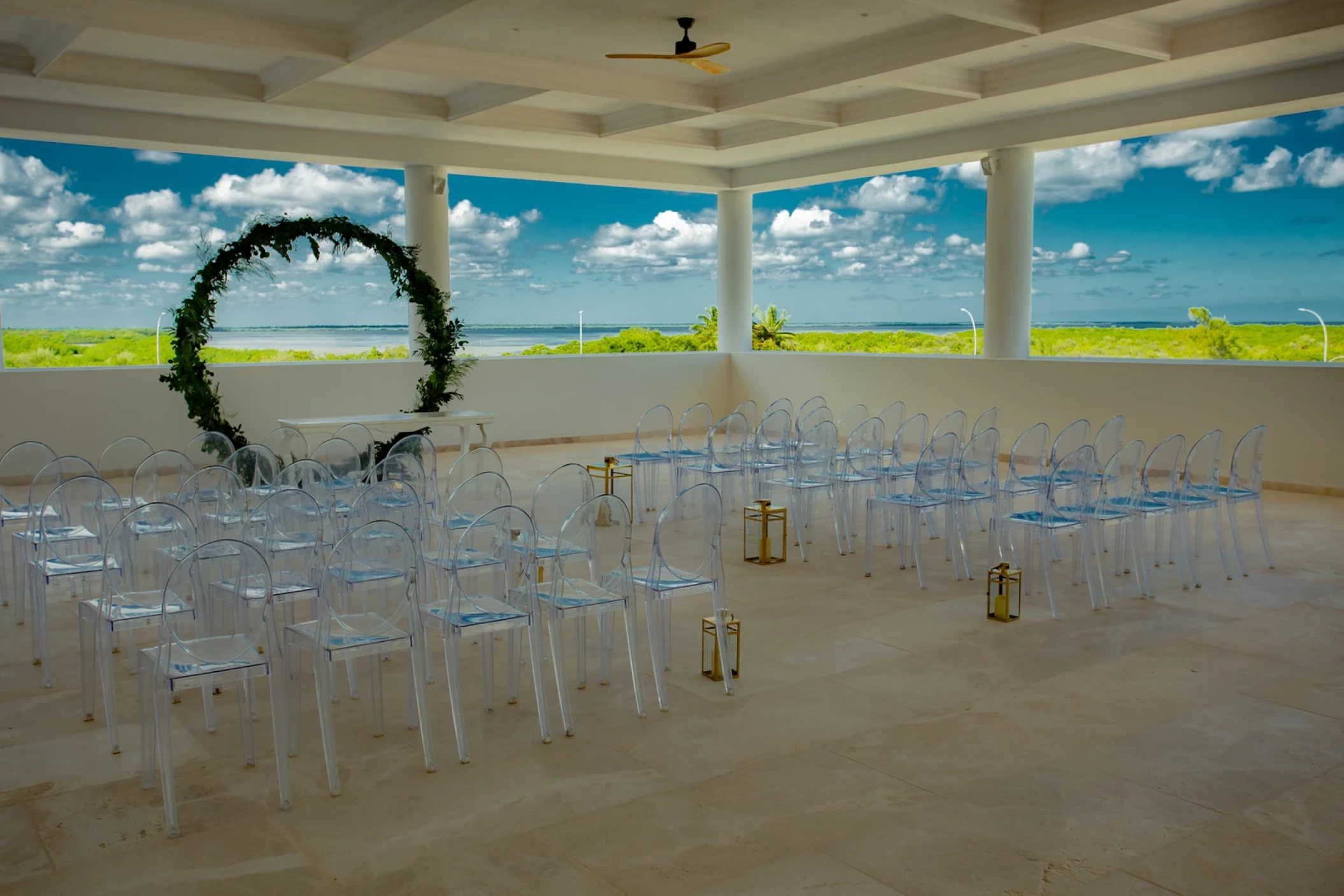Ceremony decor in Ballroom Terrace at Majestic Elegance Costa Mujeres