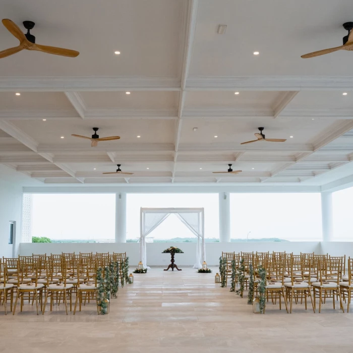 Ceremony decor in Ballroom Terrace at Majestic Elegance Costa Mujeres