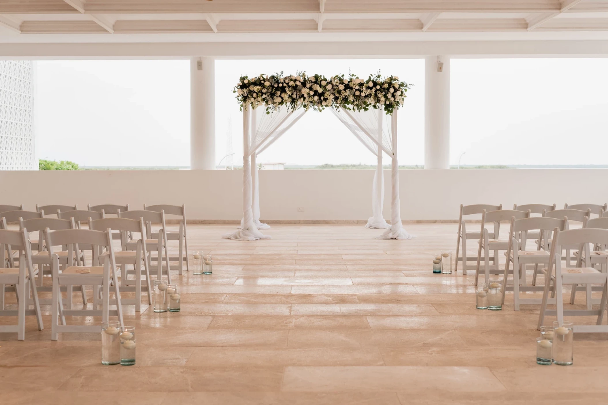 Ceremony decor in Ballroom Terrace at Majestic Elegance Costa Mujeres