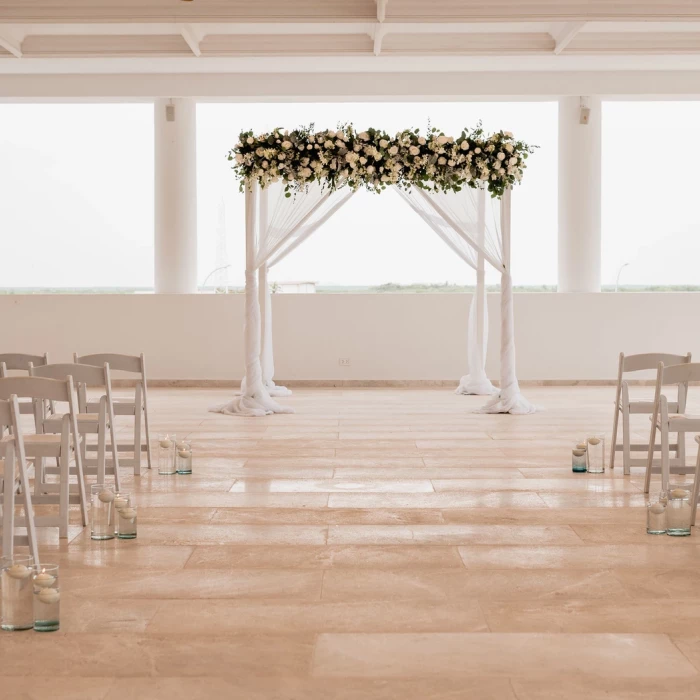 Ceremony decor in Ballroom Terrace at Majestic Elegance Costa Mujeres