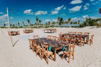 Dinner reception in beach venue at majestic elegance costa mujeres