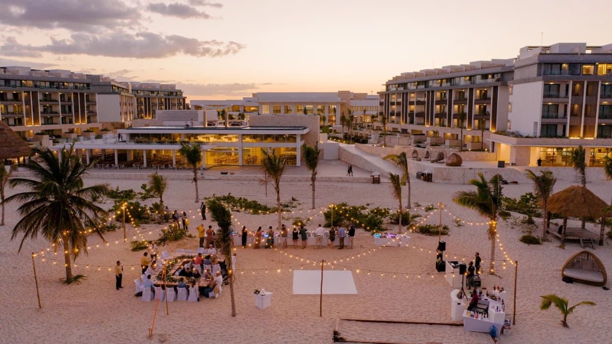 Dinner reception in beach venue at majestic elegance costa mujeres