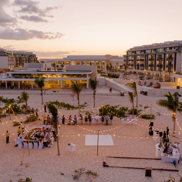 Dinner reception in beach venue at majestic elegance costa mujeres