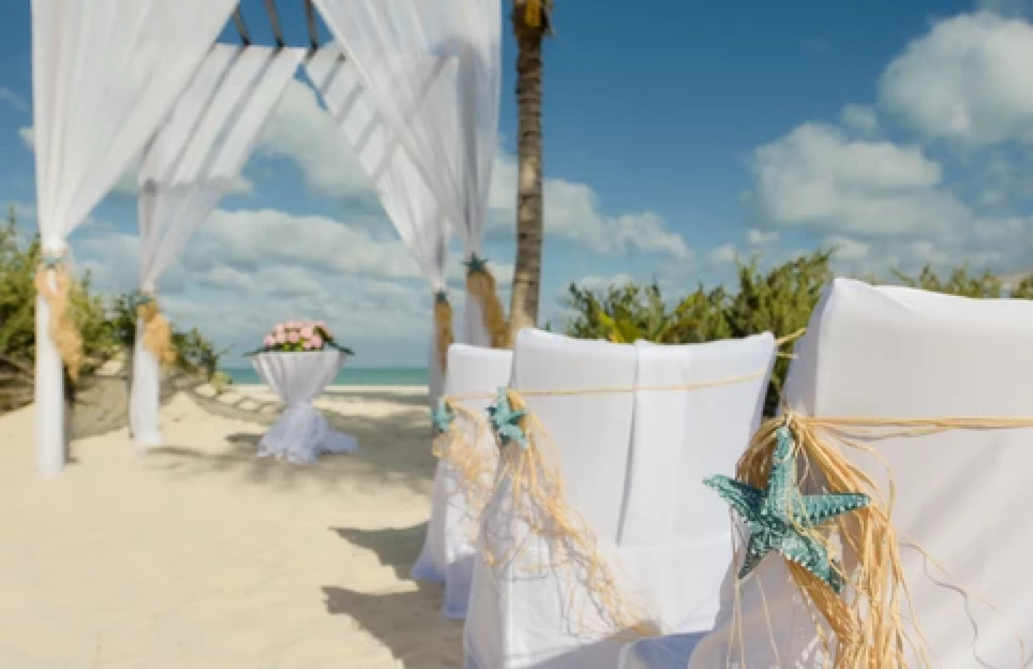 Ceremony decor in Beach venue at Majestic Elegance Costa Mujeres