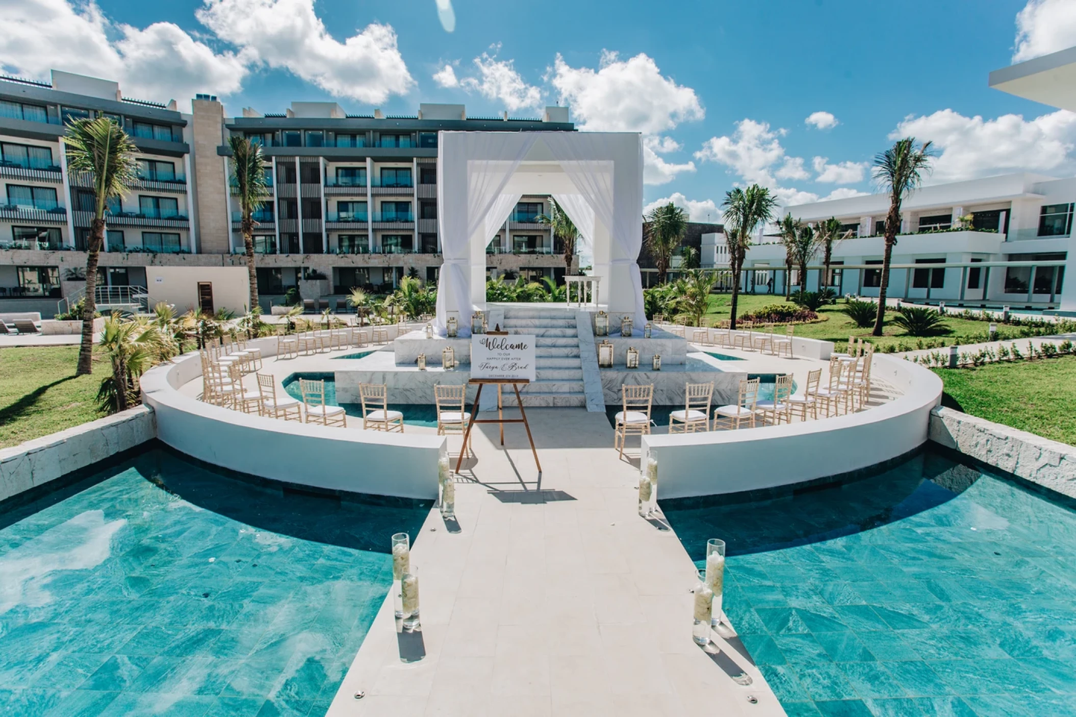 Ceremony decor in the garden gazebo at Majestic Elegance Costa Mujeres