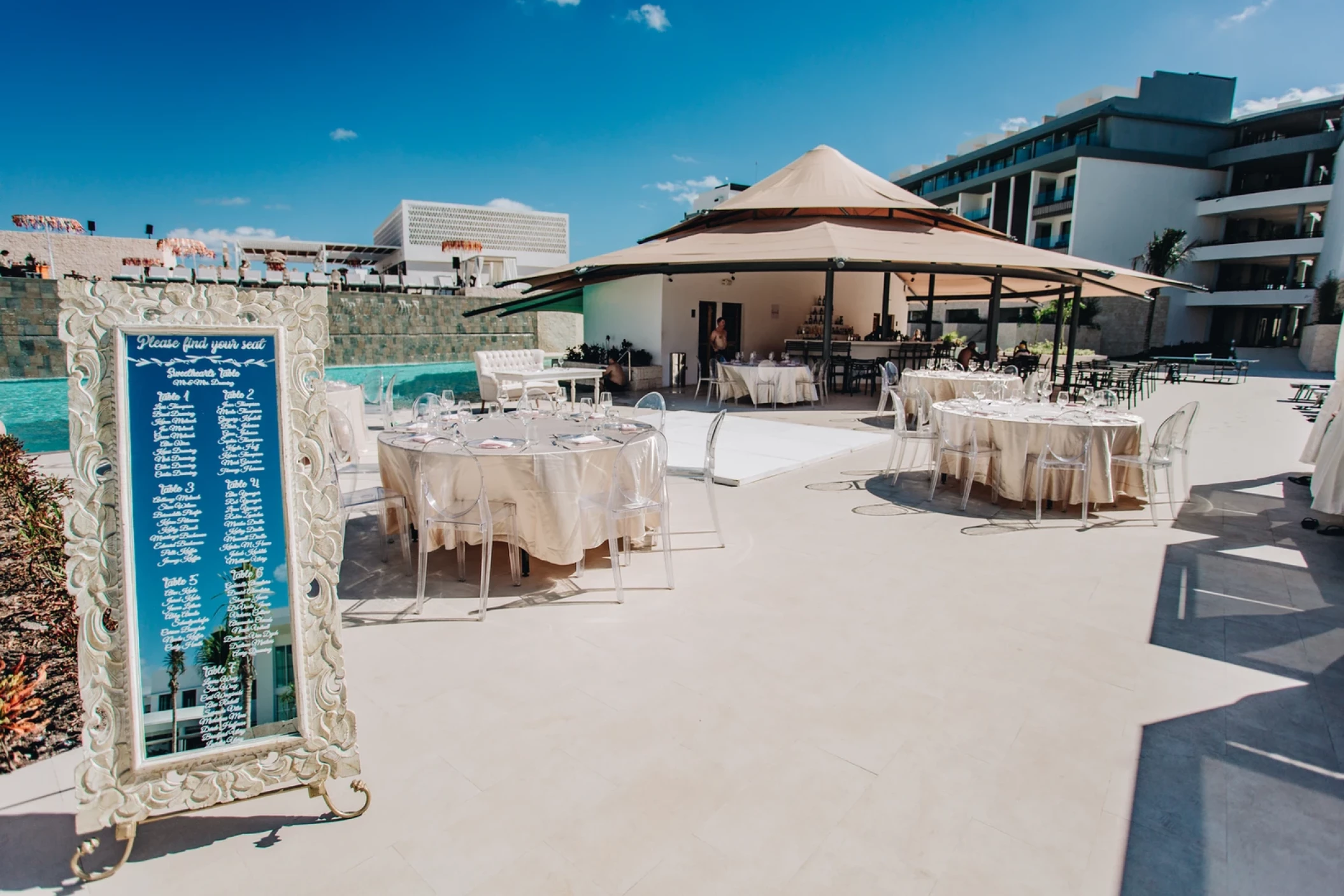 Dinner decor in lively wedding venue at Majestic Elegance Costa Mujeres