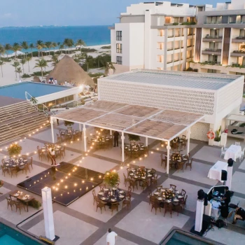 aerial view of Dinner reception in Sky lounge at Majestic Elegance Costa Mujeres