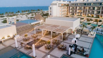 aerial view of Dinner reception in Sky lounge at Majestic Elegance Costa Mujeres