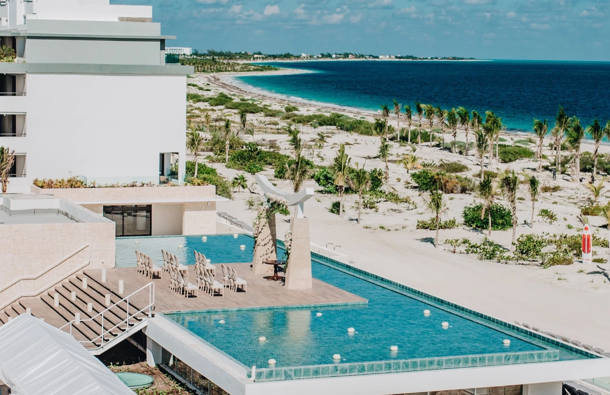 Aerial view of the Sky wedding gazebo at Majestic Elegance Costa Mujeres