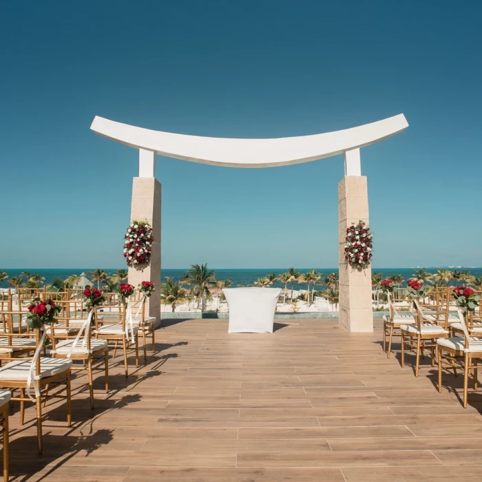 Ceremony decor in Sky wedding gazebo at Majestic Elegance Costa Mujeres